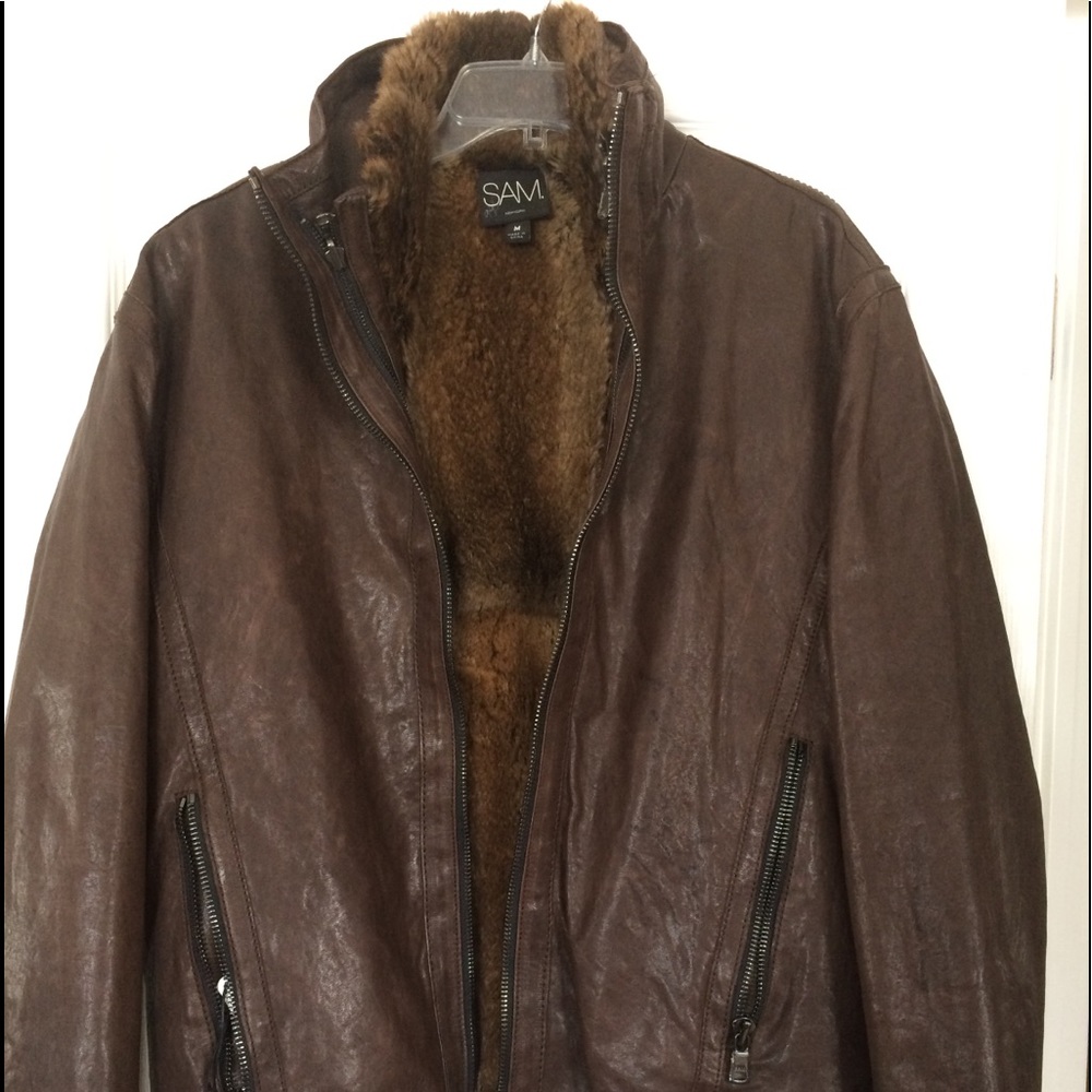 SAM New York luxurious leather/fur  bomber jacket